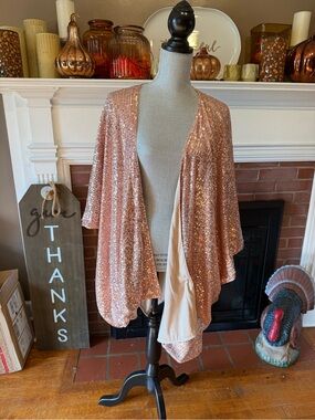 torrid Rose Gold Sequin Kimono-Style Cardigan